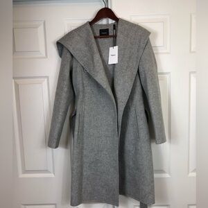 NWT $795 Theory Wilrose Wool/Cashmere Blend Hooded Wrap Coat